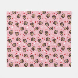 Niedliche Liebe Hund rosa Fleecedecke