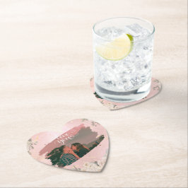 Niedliche Liebe Ihr Foto für ein paar rosa Blüten Untersetzer