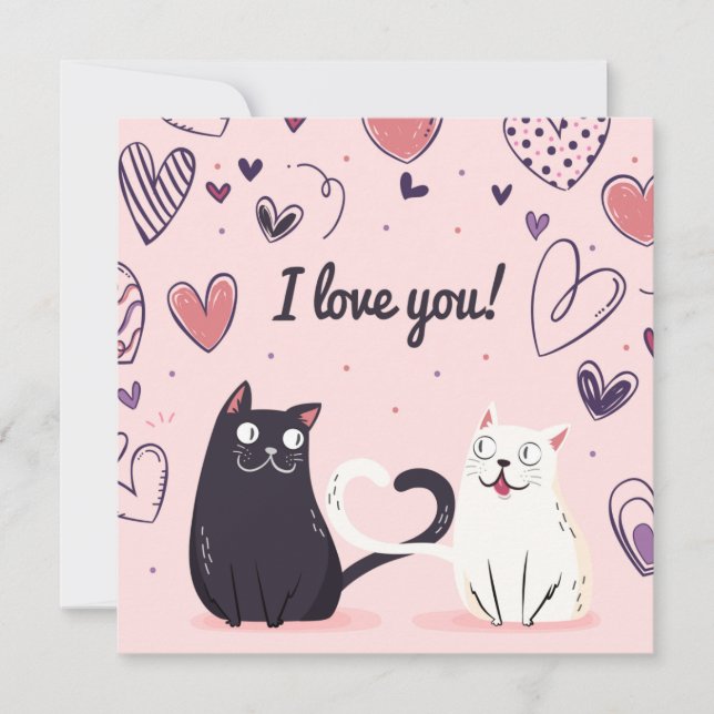Niedliche Liebe Katzen Feiertagskarte (Vorderseite)
