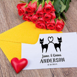 Niedliche Liebe Katzen mit Personalisierter Hochze Gummistempel