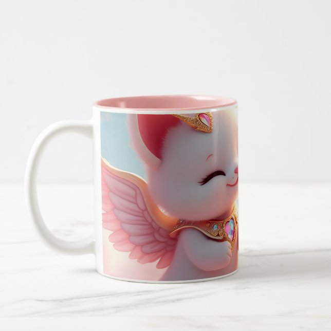 Niedliche Liebe Katzen Zweifarbige Tasse (Links)
