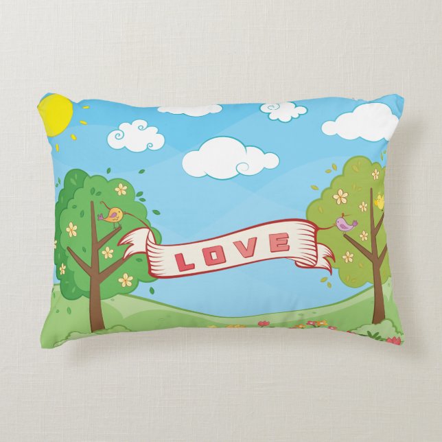 Niedliche Liebe Kindness Bäume Blume Vögel Kind Na Dekokissen (Vorderseite)
