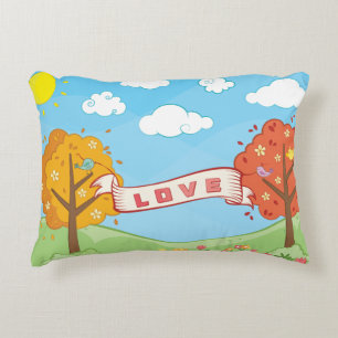 Niedliche Liebe Kindness Bäume Blume Vögel Kind Na Dekokissen