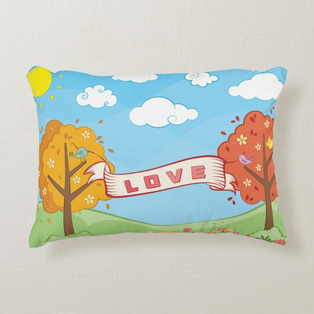Niedliche Liebe Kindness Bäume Blume Vögel Kind Na Dekokissen (Vorderseite)