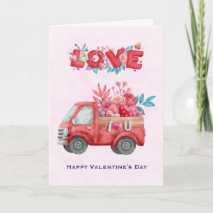 Niedliche Liebe LKW Befördern Valentinische Goodie Karte