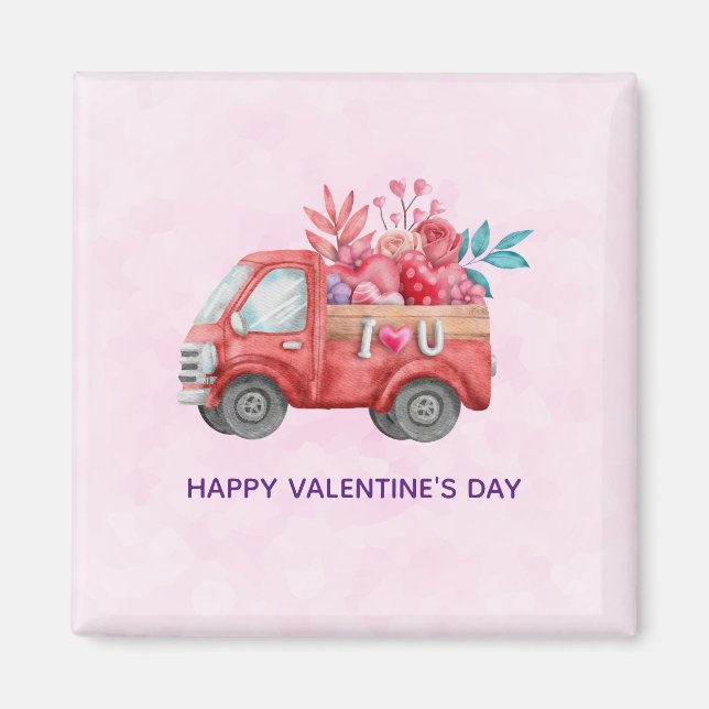 Niedliche Liebe LKW Befördern Valentinische Goodie Magnet (Vorne)