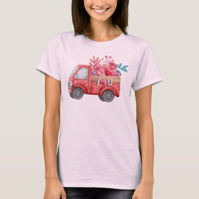 Niedliche Liebe LKW Befördern Valentinische Goodie T-Shirt (Vorderseite)