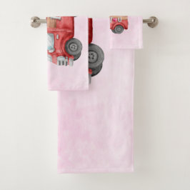 Niedliche Liebe LKW mit Herzkargo Wasserfarbe Badhandtuch Set