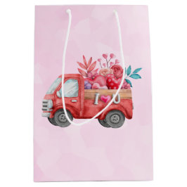 Niedliche Liebe LKW mit Herzkargo Wasserfarbe Mittlere Geschenktüte