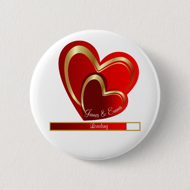 Niedliche Liebe Loading Red Hearts Personalisiert  Button (Vorderseite)