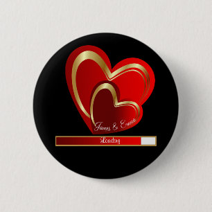 Niedliche Liebe Loading Red Hearts Personalisiert Button