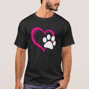 Niedliche Liebe mein Hund Welpe Katze Paw Herz T-Shirt