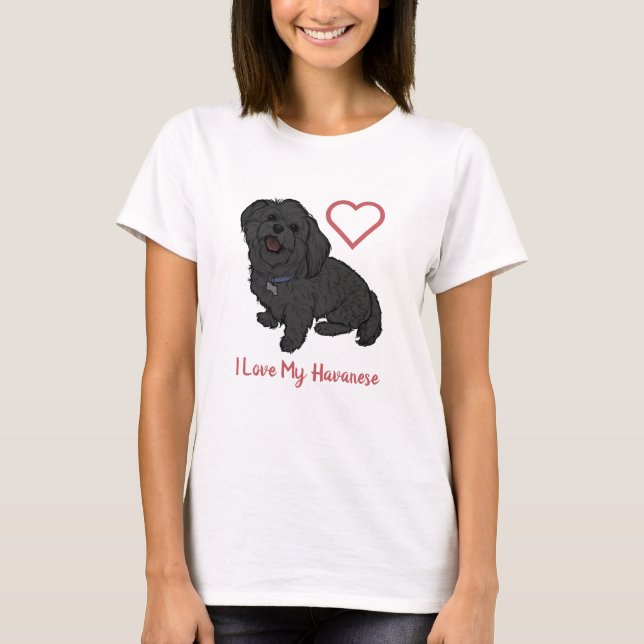 Niedliche Liebe Mein schwarzer Hund Liebhaber T-Shirt (Vorderseite)