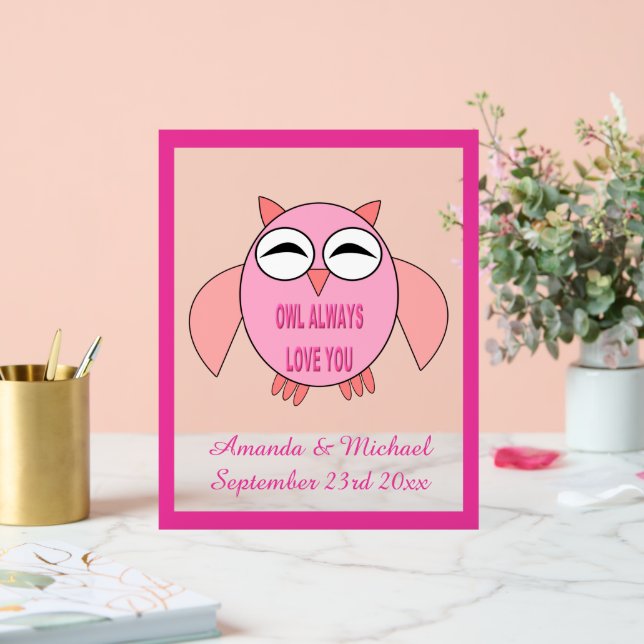 Niedliche Liebe Message Owl Custom Wedding Acrylschild (Hochzeit)