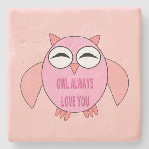 Niedliche Liebe Message Owl Stone Untersetzer