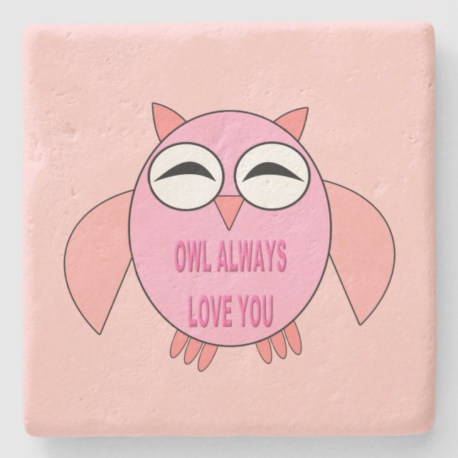 Niedliche Liebe Message Owl Stone Untersetzer (Vorderseite)