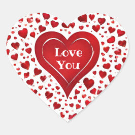 Niedliche Liebe mit Girrode und Weiß Herz-Aufkleber