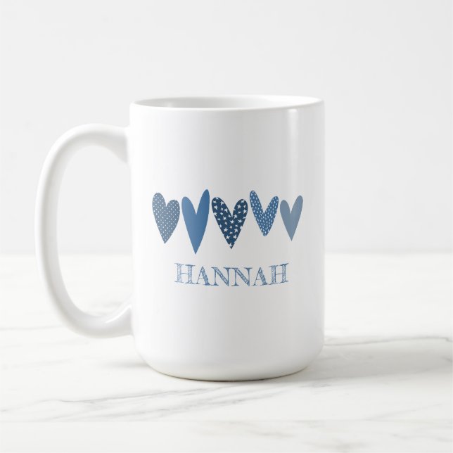 Niedliche Liebe Name Herz Cobalt Navy Blau Kaffeetasse (Links)