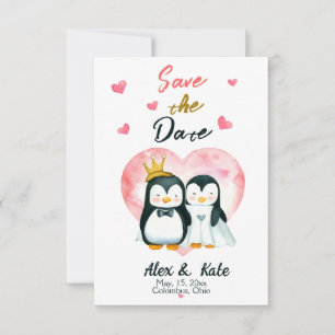Niedliche Liebe Pinguin Wedding Save the Date