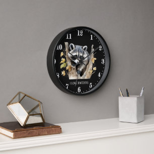 Niedliche Liebe Raccoons Tierfreunde fügen Text hi Uhr