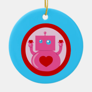 Niedliche Liebe Robot Keramik Ornament