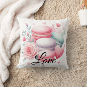 Niedliche Liebe Rosa und Weiße Macaron & Herz Kissen