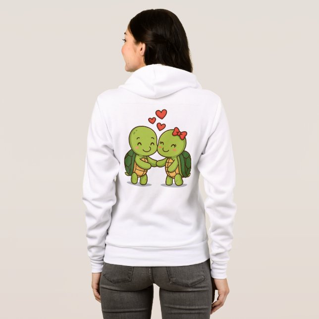 Niedliche Liebe Schildkröten | Adortable Cartoon C Hoodie (Schwarz voll)