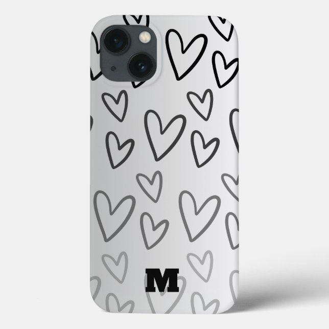 niedliche Liebe Schwarzweiß personalisiertes Telef Case-Mate iPhone Hülle (Rückseite)
