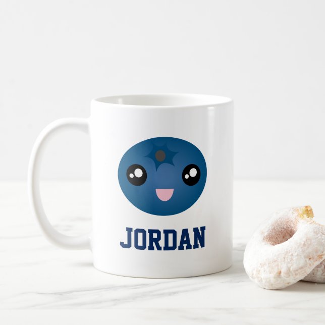 Niedliche Liebe Sie Berry Much Cartoon Blue Berry Tasse (Mit Donut)
