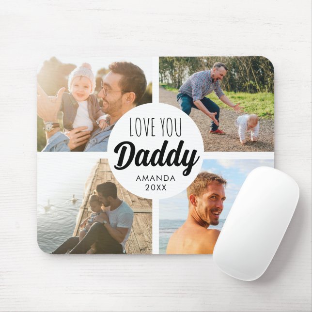 Niedliche Liebe Sie 'Daddy' Custom Foto Collage Mousepad (Mit Mouse)