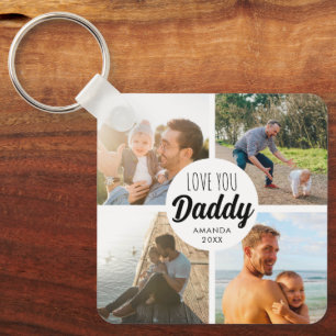 Niedliche Liebe Sie 'Daddy' Custom Foto Collage Schlüsselanhänger