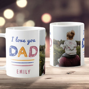 Niedliche Liebe Sie Vater Farbige Typografie Foto Kaffeetasse