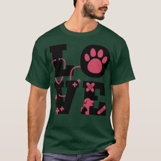 Niedliche Liebe Tiere Schwarzer Text T-Shirt
