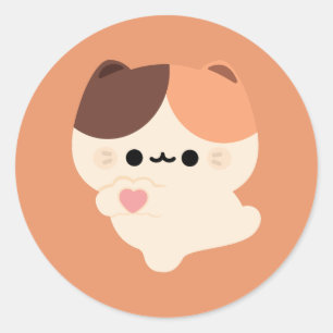 Niedliche Liebe Tortie Cat Runder Aufkleber