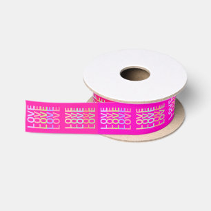 Niedliche "LIEBE"-Typografie auf Hot Pink und Red Satinband