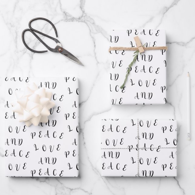 Niedliche Liebe und Frieden Geschenkpapier Set (Vorderseite)