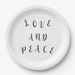 Niedliche Liebe und Frieden Pappteller