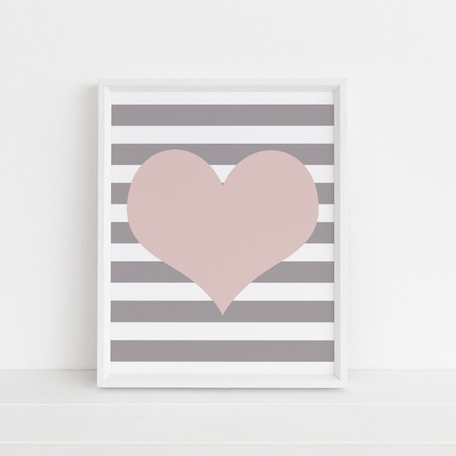 Niedliche Liebe Unterschreiben Poster (Blush Pink Heart Minimalist Wall Art in a white frame)