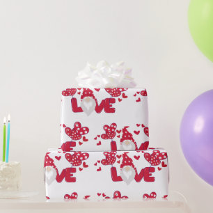 Niedliche Liebe Valentinstag Gnome Red White Wrapp Geschenkpapier