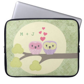 Niedliche Liebe-Vogel-Eulen-große Laptop Ipad Laptopschutzhülle