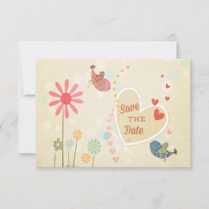 Niedliche Liebe-Vögel Save the Date Einladung