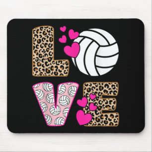 Niedliche Liebe Volleyball Leopard Print Women Lad Mousepad