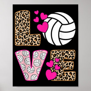 Niedliche Liebe Volleyball Leopard Print Women Lad Poster
