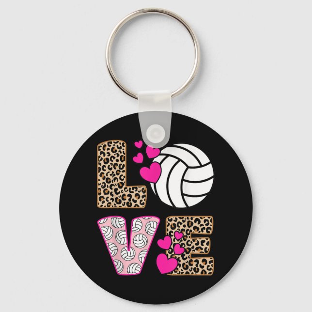 Niedliche Liebe Volleyball Leopard Print Women Lad Schlüsselanhänger (Vorderseite)