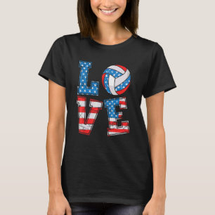 Niedliche Liebe Volleyball US-Flagge Frauen Mädche T-Shirt