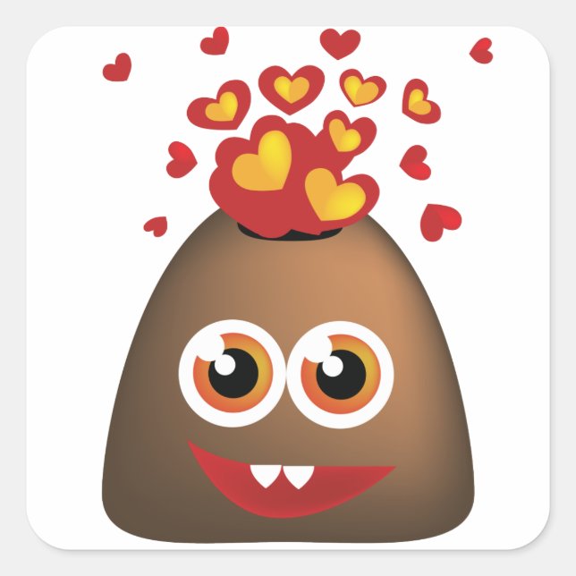 Niedliche Liebe Vulkan Quadratischer Aufkleber (Vorderseite)