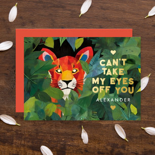 Niedliche Liebe Wörter farbenfroher Dschungel Wild Folien Feiertagskarte