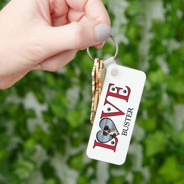Niedliche Liebe Wörter mit Hunden-Foto Schlüsselanhänger (Hand)