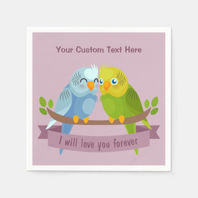 Niedliche Liebesvögel - Papierservietten (Vorderseite)