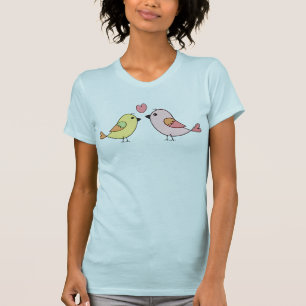 Niedliche Liebesvögel Pastel Illustration T-Shirt